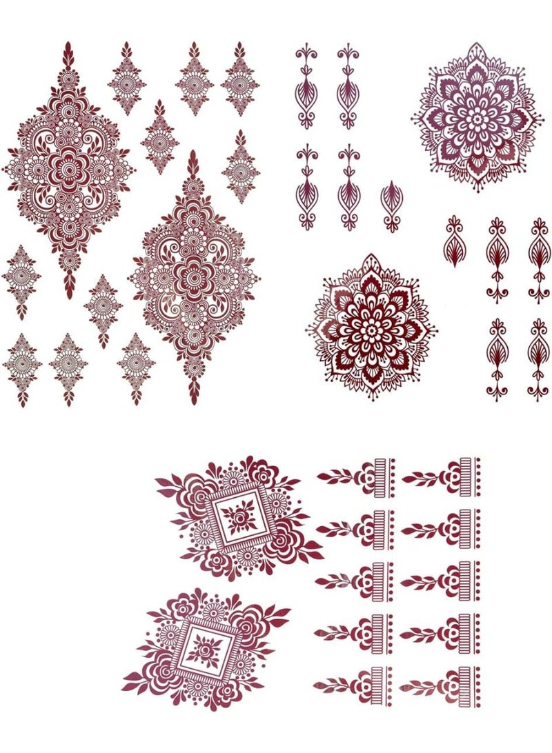 Henna Stickers, Arabic Designed Henna Tattoo for both Hands, Temporary Tattoos,Brown Mehndi Waterproof Sticker, (DESIGN 6, 3, count) - Image 3