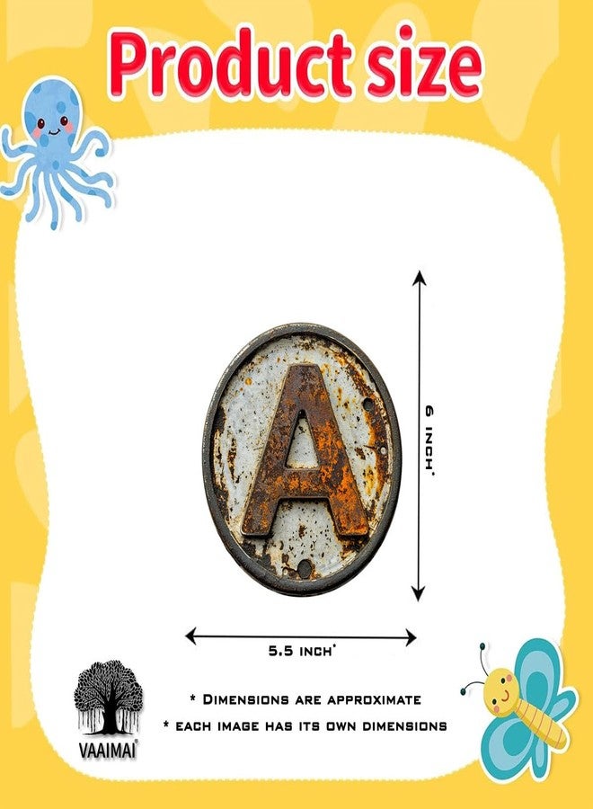 VAAIMAI Antique Round Metal Alphabet Stickers, ABCD for Kids, Boys, Girls, Babies Nursery, Preschool, Classroom, Playroom Decor, Learning Vinyl Wall Stickers - Image 4