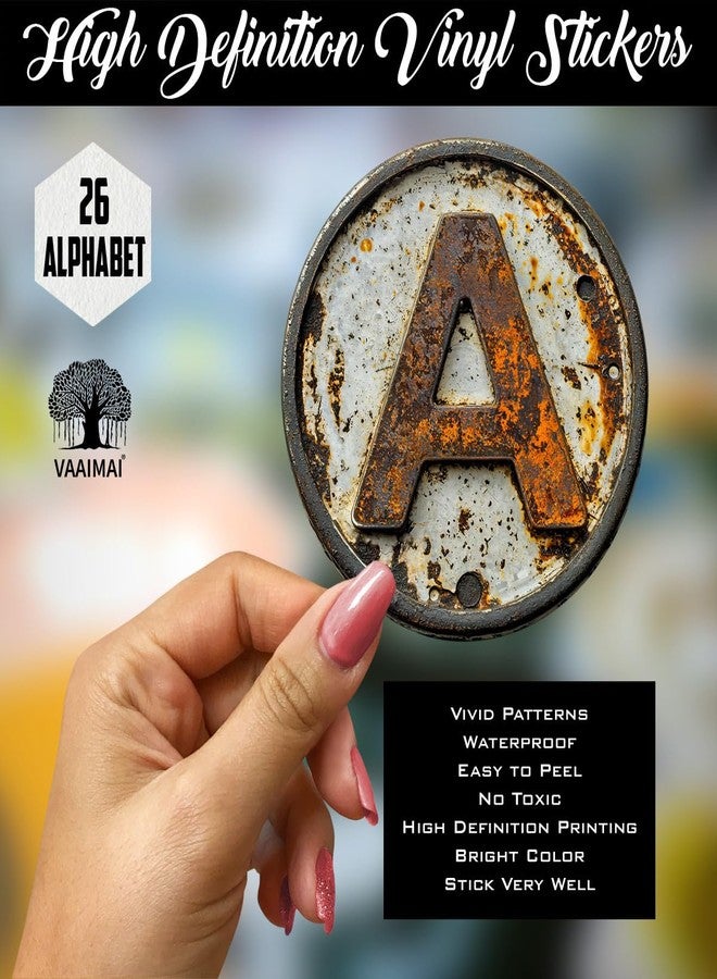 VAAIMAI Antique Round Metal Alphabet Stickers, ABCD for Kids, Boys, Girls, Babies Nursery, Preschool, Classroom, Playroom Decor, Learning Vinyl Wall Stickers - Image 5