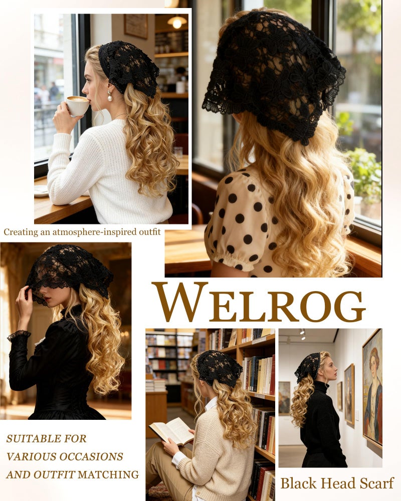 WELROG 3 PCS Hair Scarf, Hair Bandanas Chiffon Head Kerchief, Vintage Knitted Headband for Women, Headwrap for Girls - Image 2