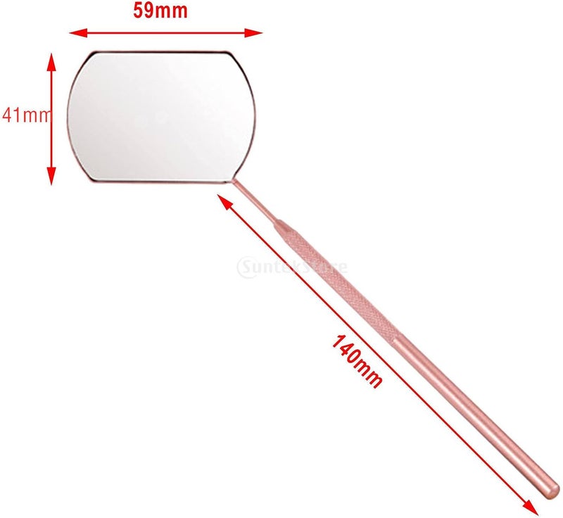 klarako Eyelash Tools, Stainless Steel Mirror for Checking Eyelash Extension Applying Eyelash Tools Salon Home Use - Pink - Image 2