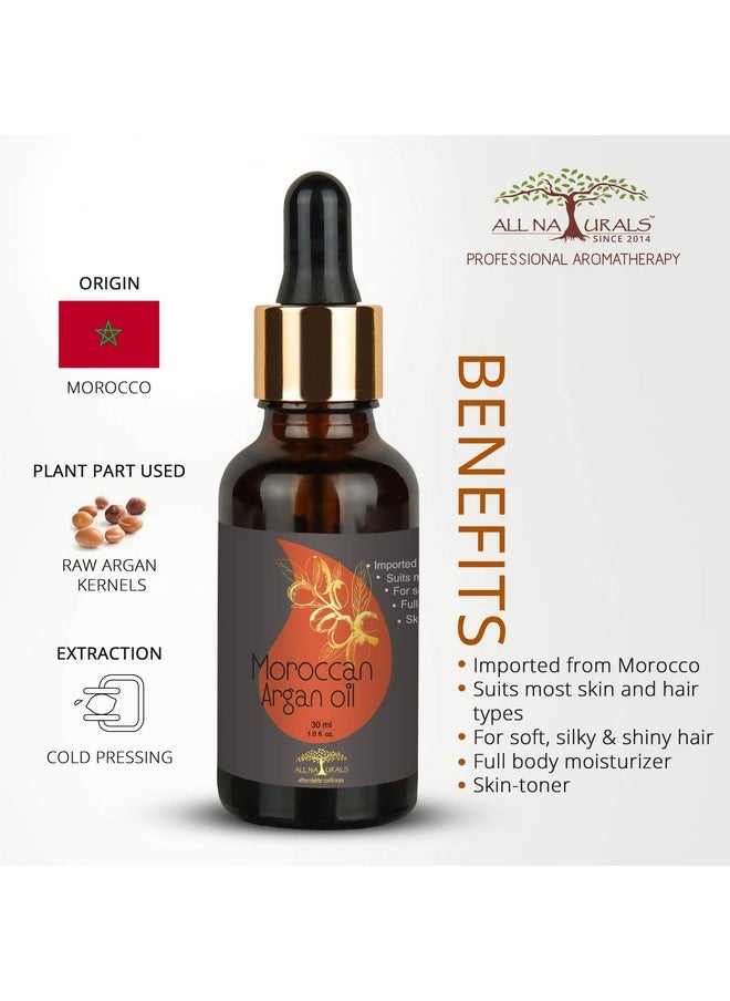 All Naturals Argan Oil Cold Pressed (Imported From Morocco) Pure & Undiluted Carrier Oil For Hairfall Hairloss & Sensitive Skin & Face Massage 30Ml  - Image 2