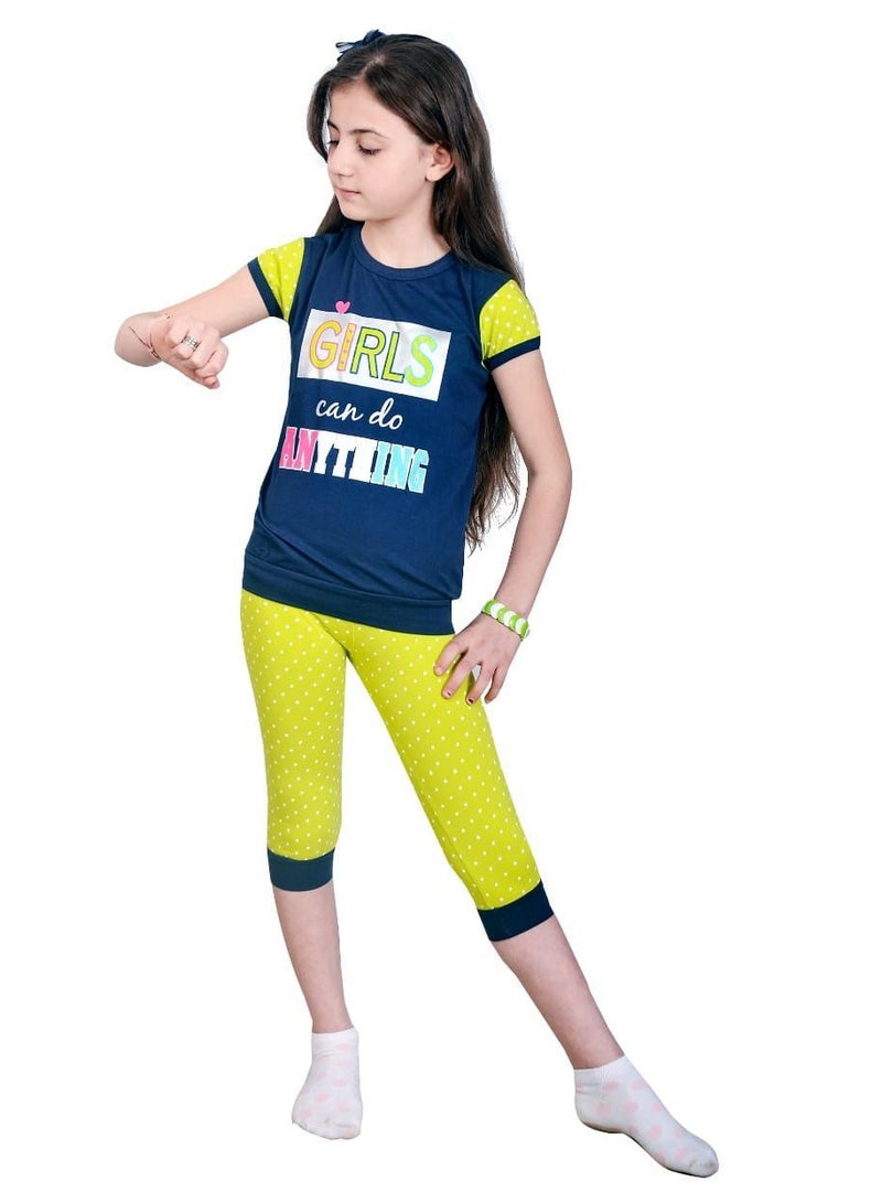 lecoo Girls' cotton summer children's thong pajamas - suitable for going out, clubs and home - sizes from 4 to 10 years  - Image 1
