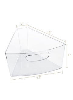 Excefore Corner Cabinet Organizer Bins, 2 Pack Corner Cabinet Organizer, Plastic Corner Kitchen Cabinet Storage Bins, Clear Transparent Corner Cabinet Organizer with Handle, 1/8 Wedge-4" Deep Containe  - Image 4