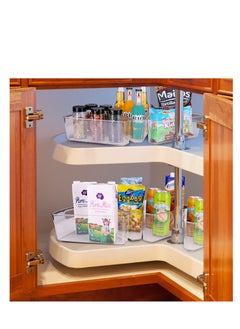 Excefore Corner Cabinet Organizer Bins, 2 Pack Corner Cabinet Organizer, Plastic Corner Kitchen Cabinet Storage Bins, Clear Transparent Corner Cabinet Organizer with Handle, 1/8 Wedge-4" Deep Containe  - Image 5