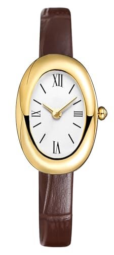 MASTOP Bracelet Watch for Women - Elegant 24mm Oval Dial Bangle Watch - Gold Jewelry Style Quartz Wristwatch - Gift for Her (Coffee A) - Image 1