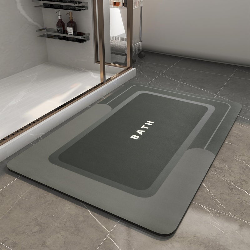 MontVoo-Bath Mat-Bath Mat Rug Non Slip Super Absorbent Stain Resistant Quick Dry Thin Bathroom Rug-Bath Mats for Bathroom Floor Bathtub Vanity-Bathmat Bath Rug Easy Care-17"x27" Darkgrey - Image 1