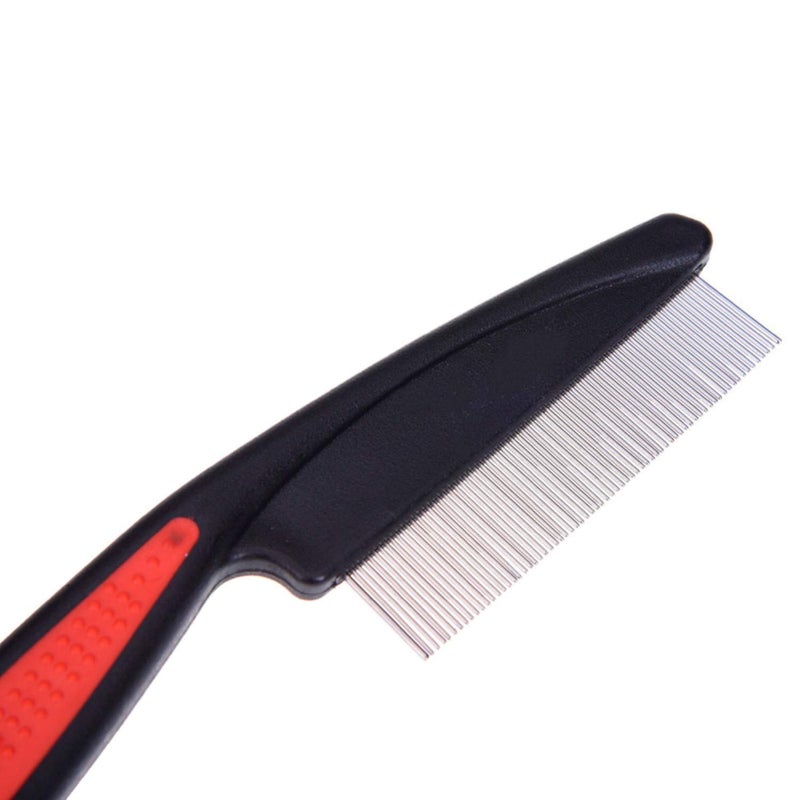 KittuPet Flea Comb Pet Cat Dog Lice Comb Nit Remover Grooming Brush Tools to Treatment & Remove Fleas, Mites, Ticks, Dandruff Flakes - Stainless Steel Fine Teeth- (red) - Image 3
