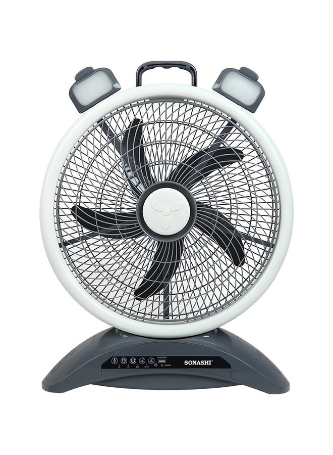 SONASHI 14" Rechargeable Fan - Remote Control with LED Light | 3 Speed Settings - Low/Medium/High | USB Charging Feature with Continuous 20 Hours Working | Portable Fan SRF-614 Grey/White - Image 1