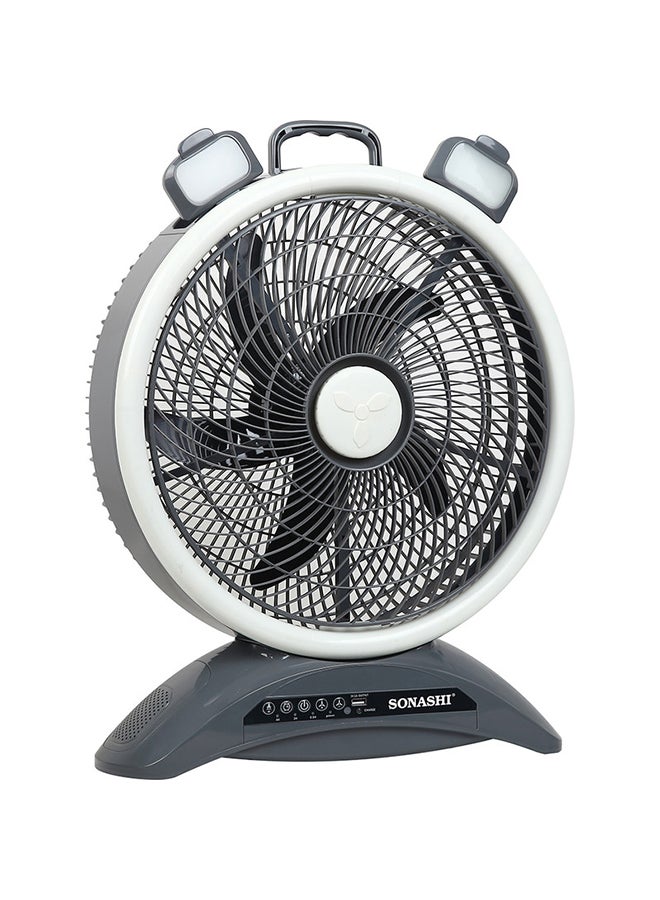 SONASHI 14" Rechargeable Fan - Remote Control with LED Light | 3 Speed Settings - Low/Medium/High | USB Charging Feature with Continuous 20 Hours Working | Portable Fan SRF-614 Grey/White - Image 2