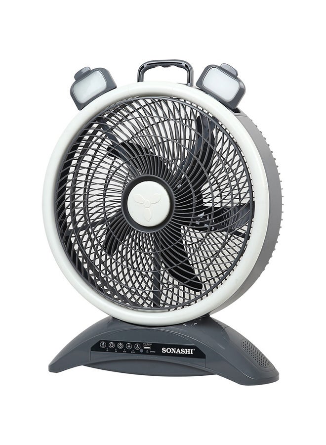 SONASHI 14" Rechargeable Fan - Remote Control with LED Light | 3 Speed Settings - Low/Medium/High | USB Charging Feature with Continuous 20 Hours Working | Portable Fan SRF-614 Grey/White - Image 3