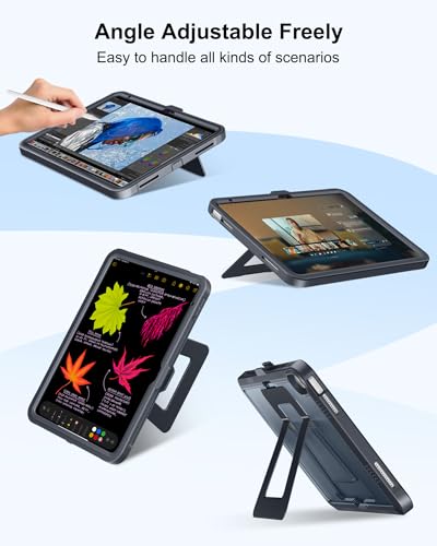 DTTO for iPad A16 11th Generation Case 11 Inch 2025 iPad 10th Generation Case Adjustable PortraitLandscape Kickstand Builtin Screen Protector Protective Cover with Translucent Back Dark - Image 3