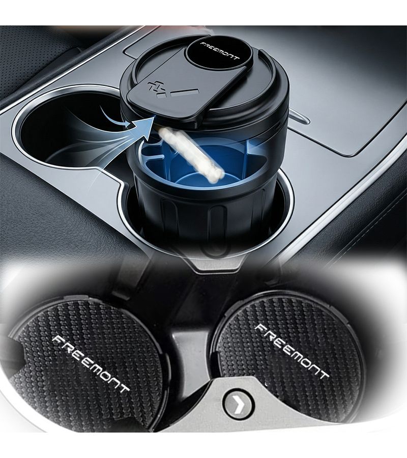 Car Cup Holder Ashtray Set With Lid And Sealing Cap Anti Smoke Protection Easy To Disassemble And Clean For Universal Car Use Black Water Cup Pad 2pcs - Image 3