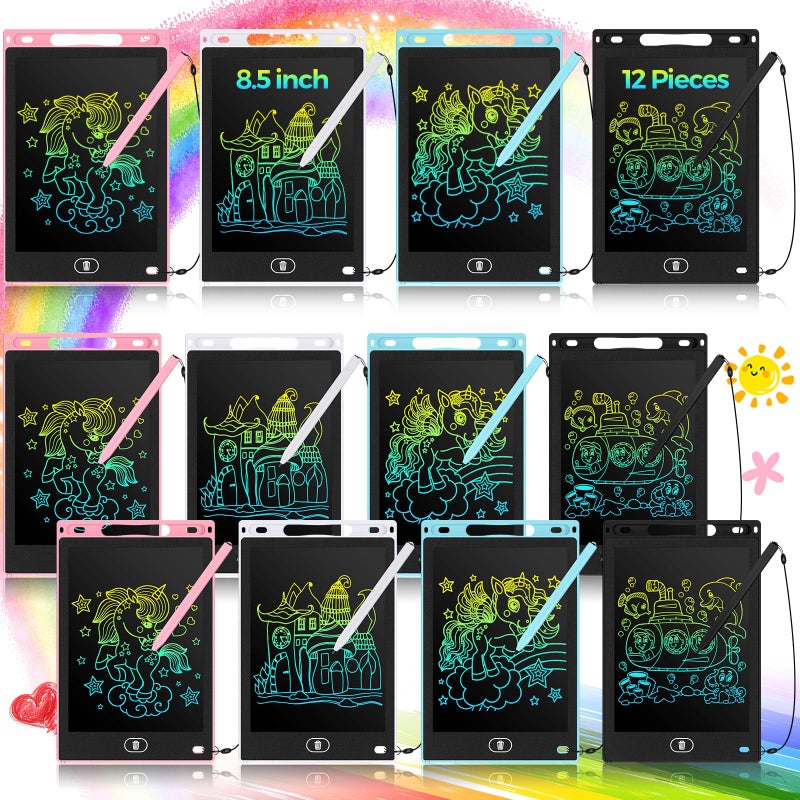 Tinlade 12 Pack LCD Writing Tablets for Kids 85 Inch Erasable Doodle Boards Portable Electronic Drawing Pads Learning Bulk Toys Gifts for School Prize Pink Light Blue White Black - Image 2