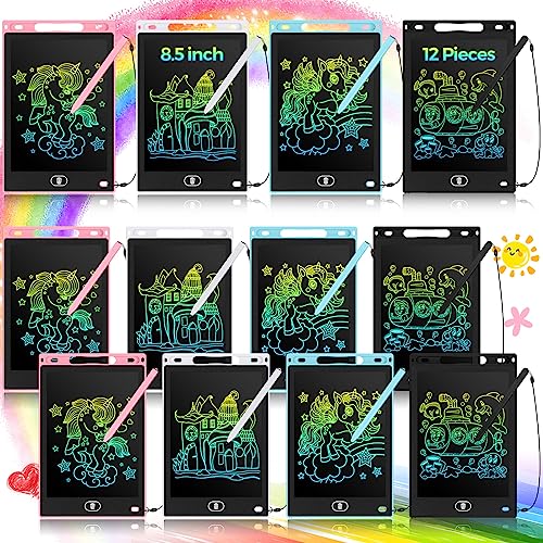 Tinlade 12 Pack LCD Writing Tablets for Kids 85 Inch Erasable Doodle Boards Portable Electronic Drawing Pads Learning Bulk Toys Gifts for School Prize Pink Light Blue White Black - Image 1
