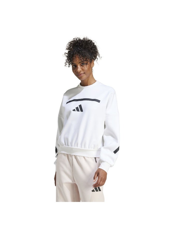 Adidas W Z.N.E. Swt White Training Sweatshirts For Women XS - Image 2