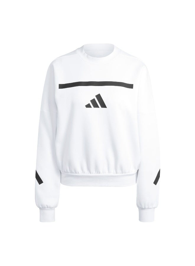Adidas W Z.N.E. Swt White Training Sweatshirts For Women XS - Image 1