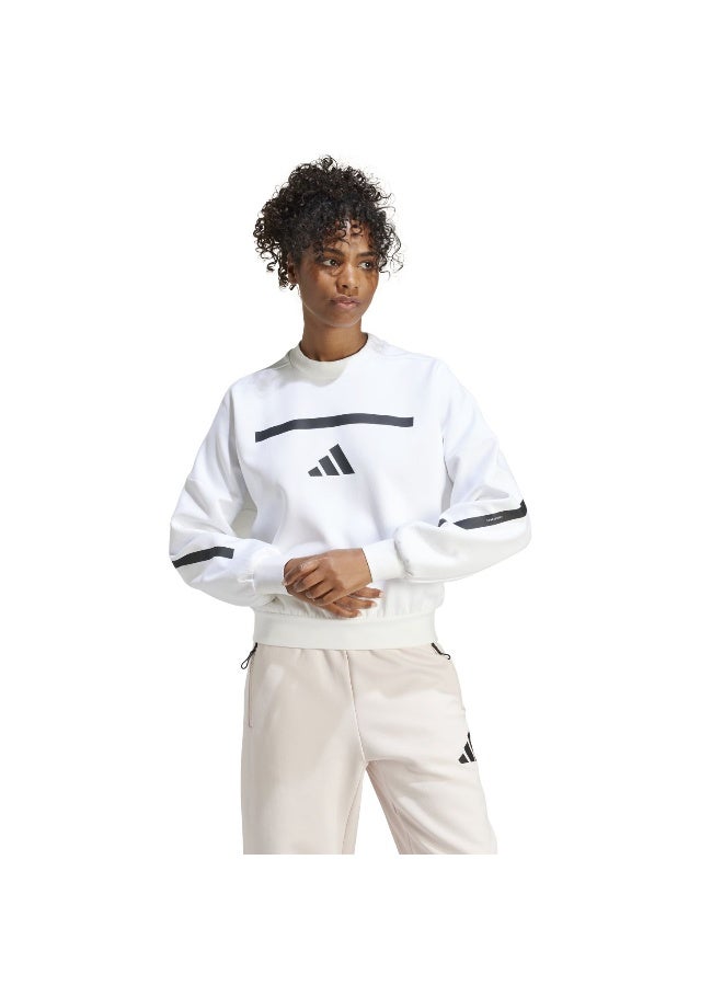Adidas W Z.N.E. Swt White Training Sweatshirts For Women XS - Image 5