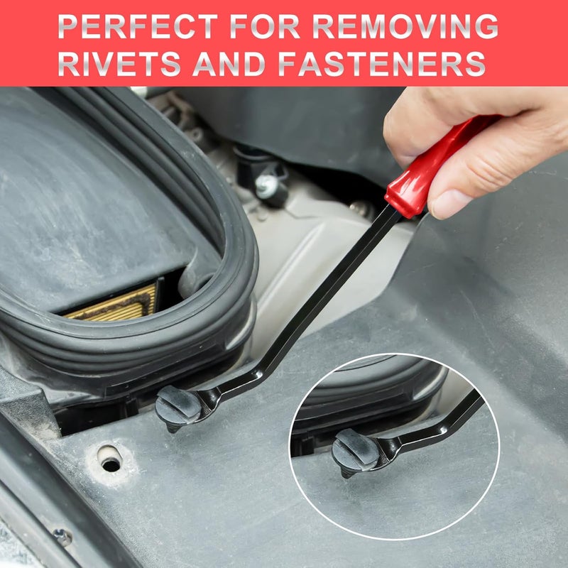Zecirl 11 PCS AutoTrim Removal Tool Kit, Metal Pry Tool Auto Fastener Remover Pry Bar Set Trim Remover Kits for Vehicle Door Panel, Audio Radio Panel, Dashboard Repair Kit RED - Image 5