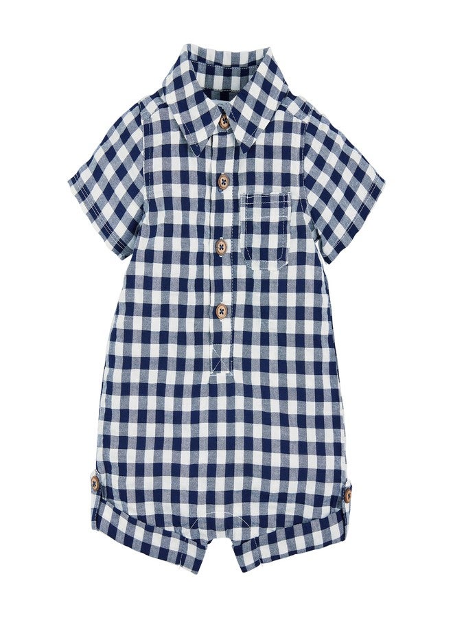 Mud Pie Boy Gingham Shortall; 6-9 Months - Image 1