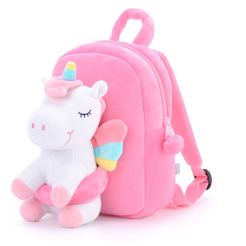 Gloveleya Unicorn Kids Backpack Soft Plush Toddler Backpack for Girls Cute BacktoSchool Gift Preschool Bag for Snacks Toys Books Travel Everyday Use 9 Inches - Image 4