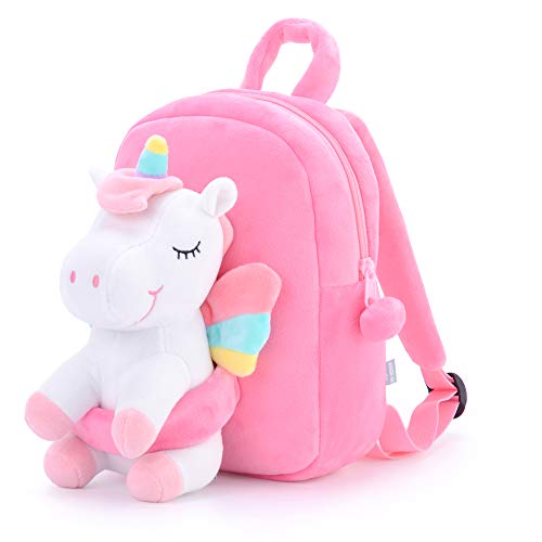 Gloveleya Unicorn Kids Backpack Soft Plush Toddler Backpack for Girls Cute BacktoSchool Gift Preschool Bag for Snacks Toys Books Travel Everyday Use 9 Inches - Image 1