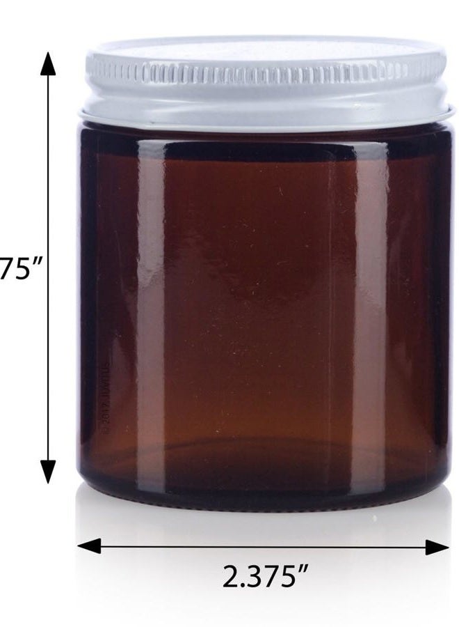 JUVITUS Amber Thick Glass Straight Sided Jar with White Metal Airtight Lid - 4 oz / 120 ml (6 pack) + Spatulas and Labels - Image 3