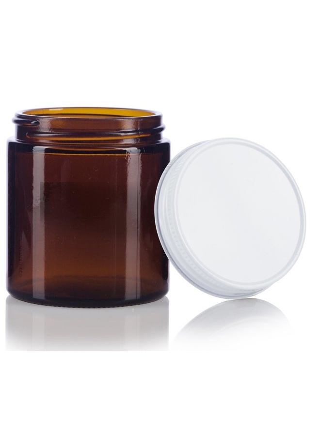 JUVITUS Amber Thick Glass Straight Sided Jar with White Metal Airtight Lid - 4 oz / 120 ml (6 pack) + Spatulas and Labels - Image 4