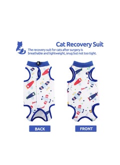 SYOSI Cat Recovery Suit, Cat Surgery Recovery Suit, Kitten Surgical Full Bodysuit, Cat Onesie for Cats, for Abdominal Wound Protector Anti Licking After Surgery, for Small Male & Female Pets Blue Medium  - Image 2