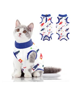 SYOSI Cat Recovery Suit, Cat Surgery Recovery Suit, Kitten Surgical Full Bodysuit, Cat Onesie for Cats, for Abdominal Wound Protector Anti Licking After Surgery, for Small Male & Female Pets Blue Medium  - Image 1