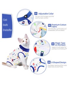 SYOSI Cat Recovery Suit, Cat Surgery Recovery Suit, Kitten Surgical Full Bodysuit, Cat Onesie for Cats, for Abdominal Wound Protector Anti Licking After Surgery, for Small Male & Female Pets Blue Medium  - Image 3