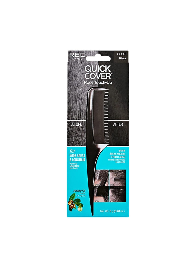 Red by Kiss RED by Kiss Quick Cover Root Touch Up Comb Type WaterResistant Temporary Gray Concealer Cover Up Brush for Hair and Beard Black 