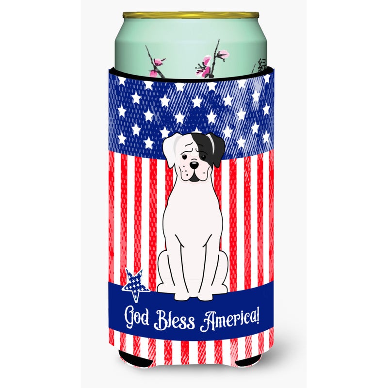 Caroline's Treasures ""Caroline's Treasures BB3109TBC Patriotic USA White Boxer Cooper Tall Boy Hugger cold-beverage-koozies  Multicolor"" 