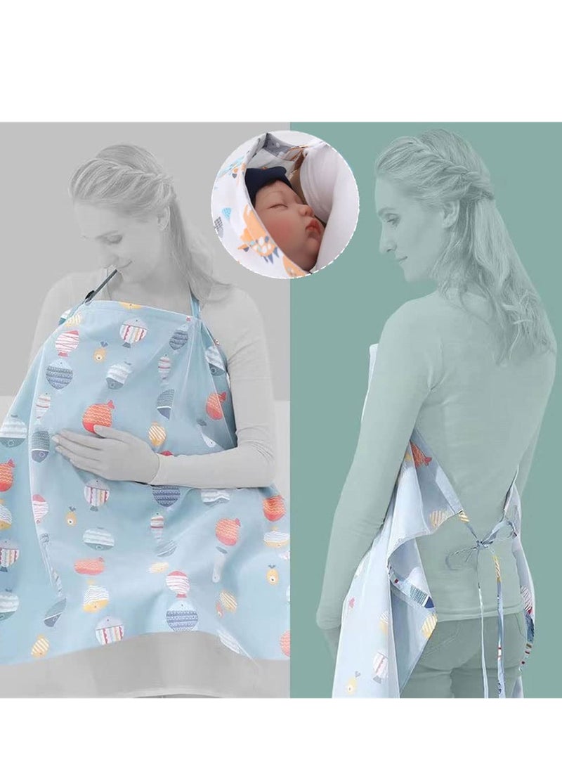 Breathable Nursing Cover for Breastfeeding Moms, Privacy Apron for Comfortable Infant Feeding, Stylish Blue Design - Image 4