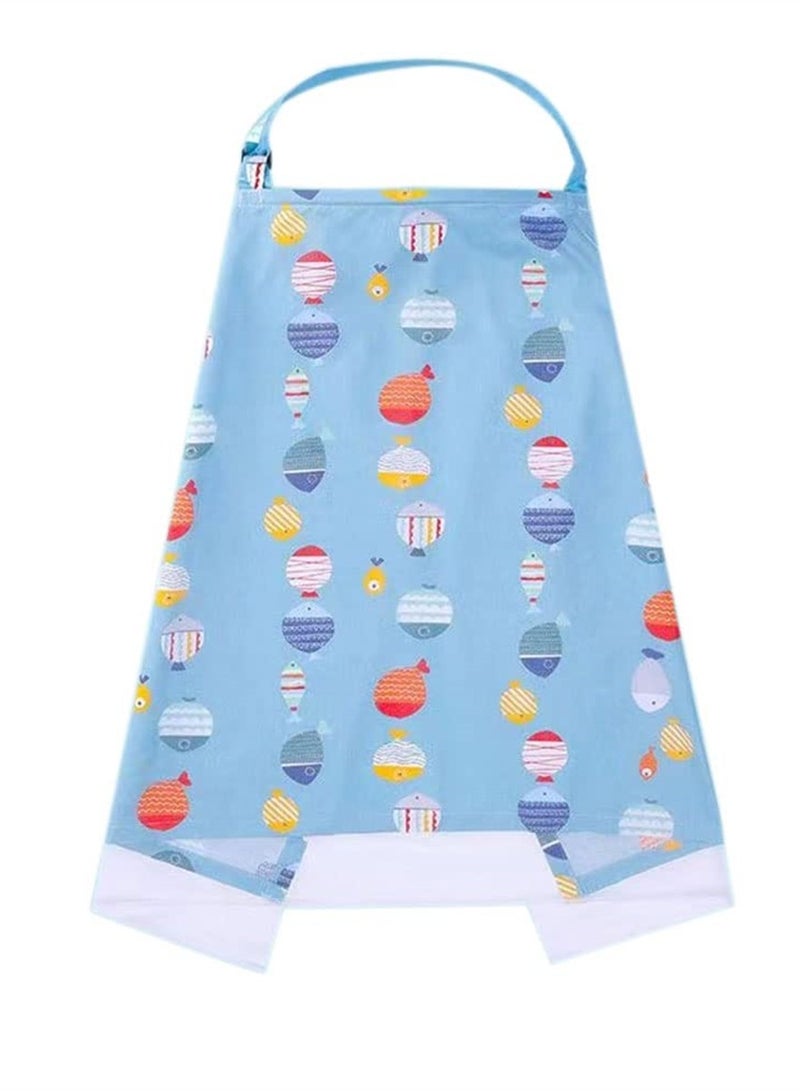 Breathable Nursing Cover for Breastfeeding Moms, Privacy Apron for Comfortable Infant Feeding, Stylish Blue Design - Image 2