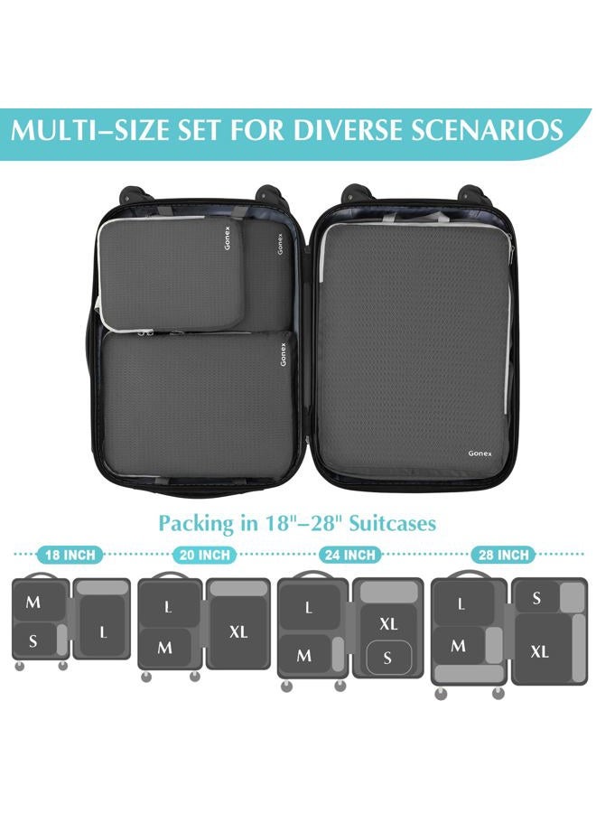 Gonex Compression Packing Cubes, 4, 5, 6, 10pcs Expandable Storage Travel Luggage Bags Organizers, 4-Deep Gray, 4 Set - Image 5
