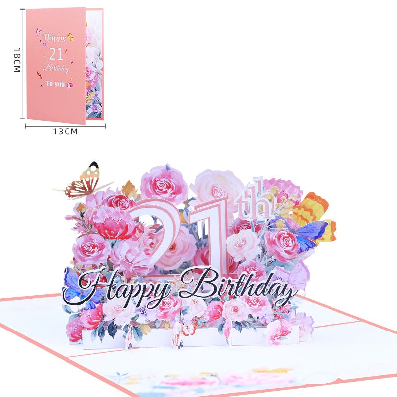 Creative Ins Flower Three-Dimensional Birthday Greeting Card Laser Hollow Writing Gift Small Fresh Handmade Blessing Special Paper - Image 1