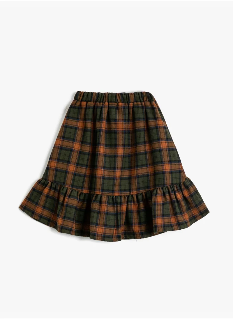 KOTON Ruffle Checked Skirt