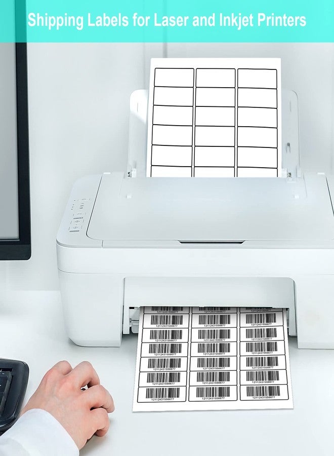 LabelMore ملصقات عناوين مقاس 1 بوصة × 2-5/8 بوصة، 30 ملصقًا في الورقة، ورق لاصق للطابعات الليزرية والحبرية، 8.5 بوصة × 11 بوصة، أبيض - 3000 ملصق - Image 4