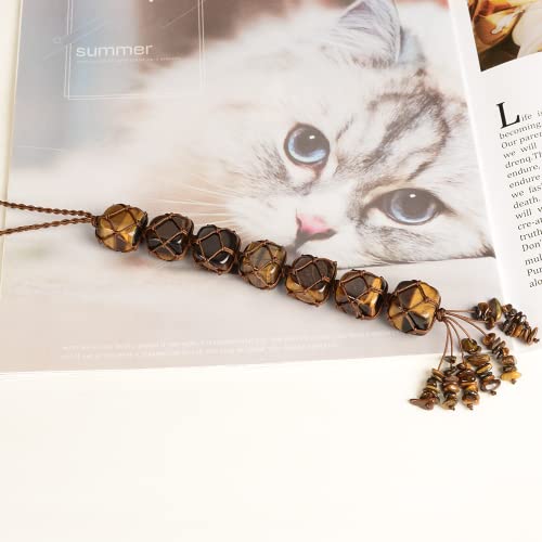 iSTONE Hanging Ornaments Natural Tiger Eye Ornaments Home Decor Gemstones Reiki Feng Shui Ornament Window Wall Ornament - Image 3