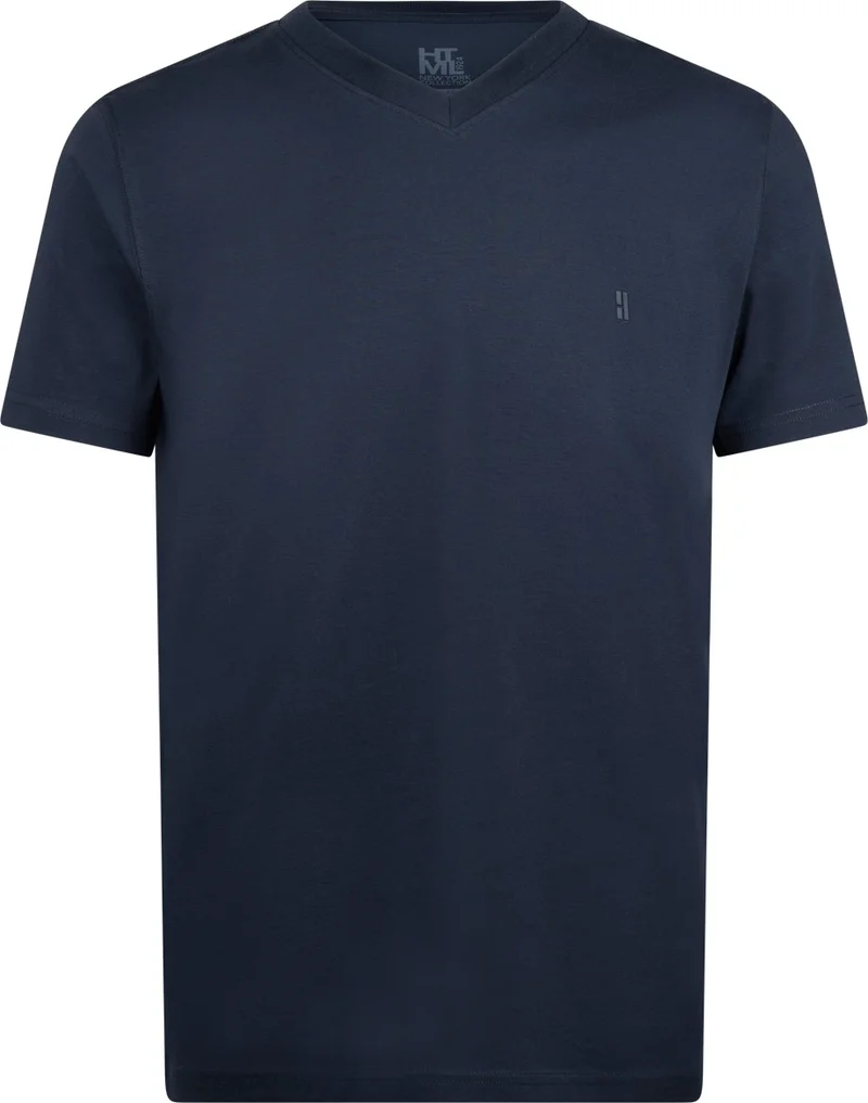 هاتيموغلو Navy Blue Regular Fit Crew Neck Cotton T-Shirt