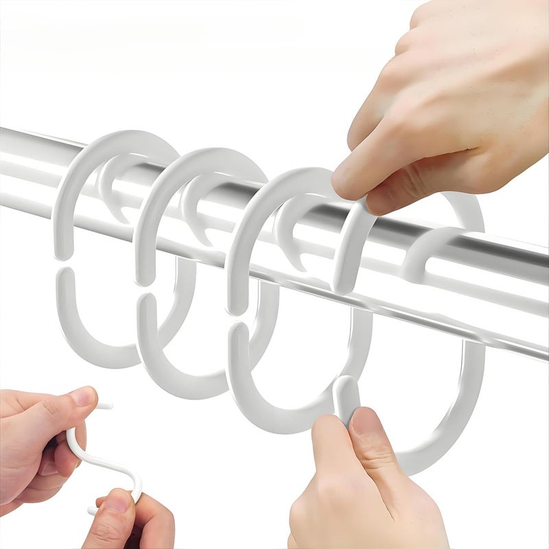 48 Pack White C Shaped Plastic Shower Curtain Hooks Rings - Image 5