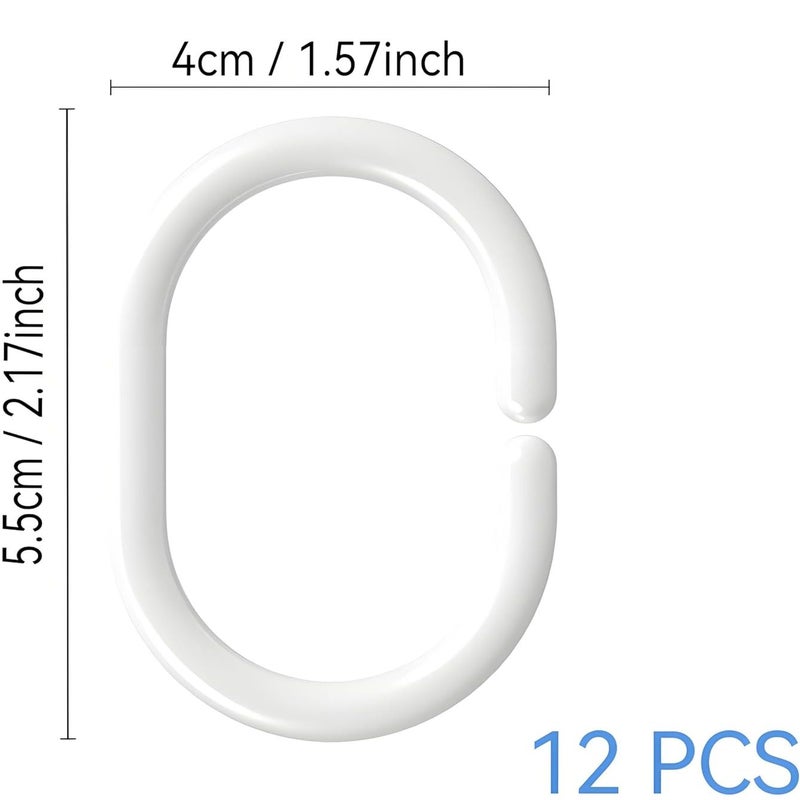 48 Pack White C Shaped Plastic Shower Curtain Hooks Rings - Image 2
