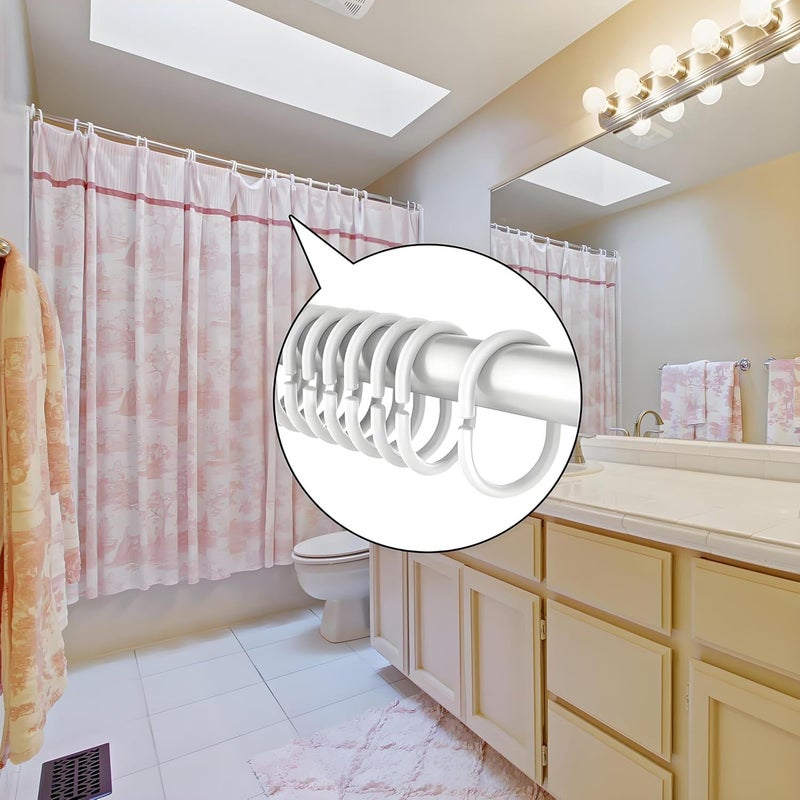 48 Pack White C Shaped Plastic Shower Curtain Hooks Rings - Image 4