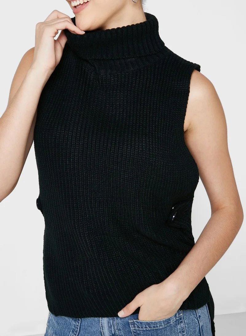 Ginger High Neck Sleeveless Sweater Vest