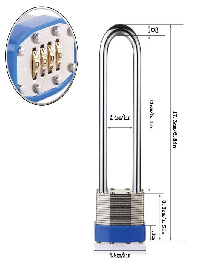 WANLIAN Padlock, Combination Lock, Laminated Padlock, with Long Shackle, 4 Digit Code Padlock, Gym Locker Lock, Door Handle Lock for School Sports Locker, Sports Locker, Fence, Toolbox, Gate, - Image 3