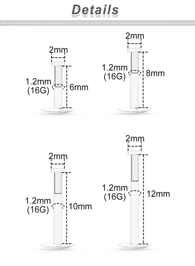 Ocptiy 16G Clear Plastic Earrings Nose Ring Stud for Sport Work Surgery Lip Labret Monroe Medusa Ring Stud Siliocne Flexible Flat Back Cartilage Helix Tragus Earring Clear Piercing Jewelry Women Men - Image 3