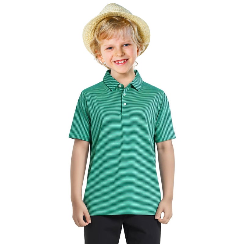 Yhjoxlp Boys Polo Shirts Performance Dry Fit Kids Polo Shirts for Boys, Striped Boy's Golf Polo Short Sleeve Casual Collared Golf Shirts for Boy, 10-12 Years - Image 2