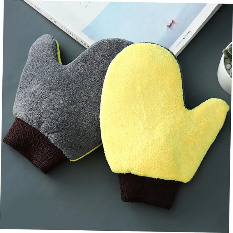 قفازات تنظيف السيارة من الفرو المرجاني المزدوجة الجوانب، قفازات تنظيف غير خدّاشة للمركبات والمنزل - Image 5