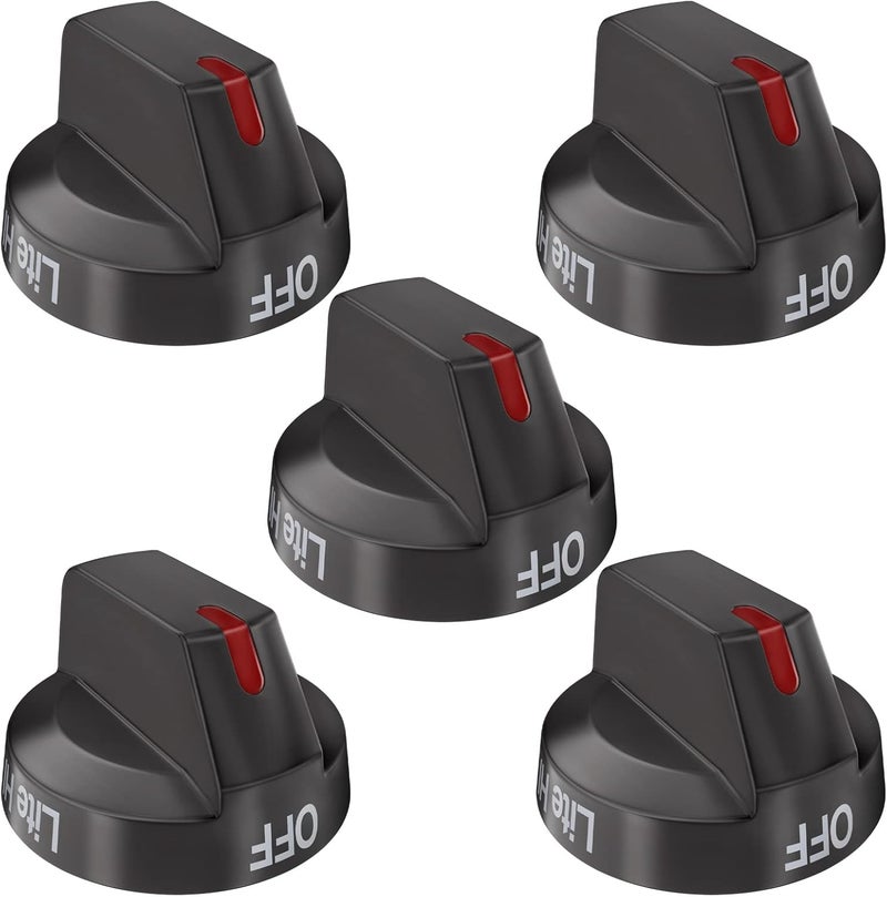 S-Union [Upgraded] DG64-00473B Stove Knobs Black Stainless Steel Compatible with Samsung Gas Range Oven Stove, Top Burner Control Dial Knob, Oven Knob Replacement NX58M6850SG, NX58J7750SG, NX58J5600SG (5pcs) - Image 1